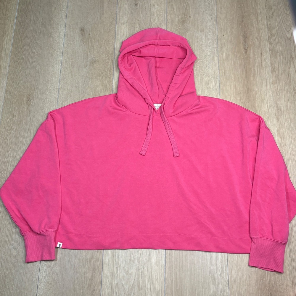 Simply Southern Hot Pink Cropped Hoodie Sweatshirt XL Modal Blend Drop Shoulder
